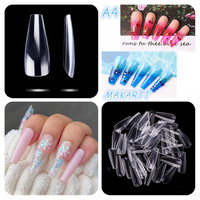 Makartt 500 sztuk trumny fałszywe tipsy wyczyść naturalne XXL żel porady pełna pokrywa sztuczne akrylowe Stiletto Ballerina Nails naciśnij na paznokci 2